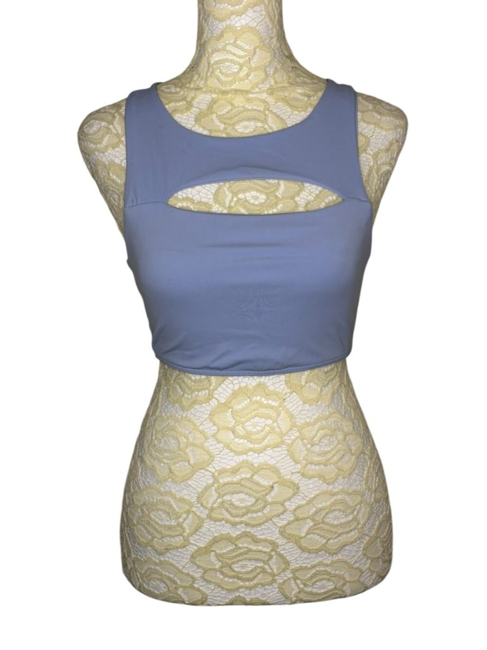 Cotton On Body Smoothing Cut Out Vestlette Crop Top Iced Sky Blue XS